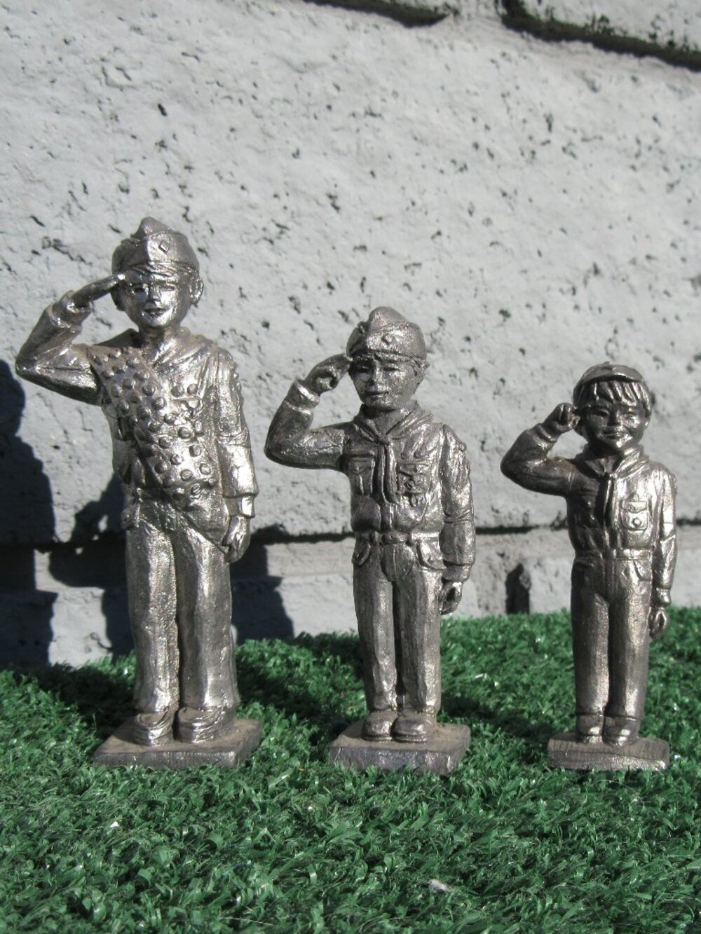 Lot of 3 Vintage Boy Scouts Of America Saluting R.B. Pewter Figures